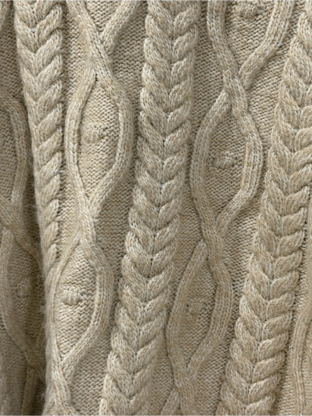 Ana Cable Knit Crewneck Sweater - Beige 2X - Picture 2 of 6